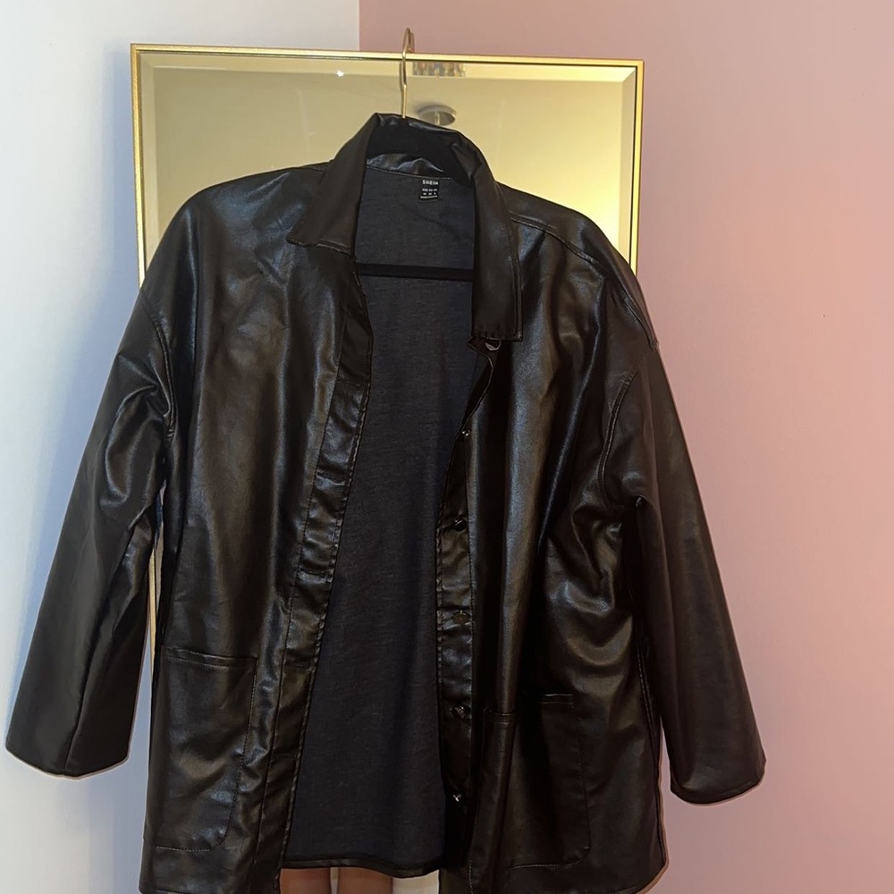SHEIN leather button up jacket